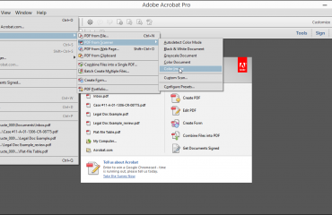 Create a PDF from a Scanner - Tutorial: A picture of a user selecting a scanner preset within Acrobat XI Pro.