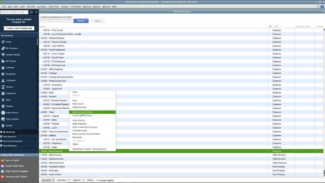 A picture of a user inactivating a list item within the Chart of Accounts list in QuickBooks Desktop Pro.