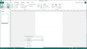 The Status Bar in Publisher - Tutorial: A picture of a user customizing the display of the Status Bar in Publisher 2013.