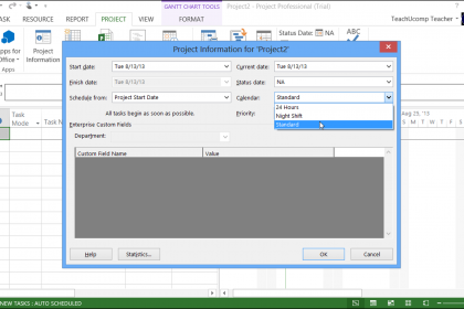 Enter Project Information in Microsoft Project - Tutorial: A picture of a user entering project information into the 