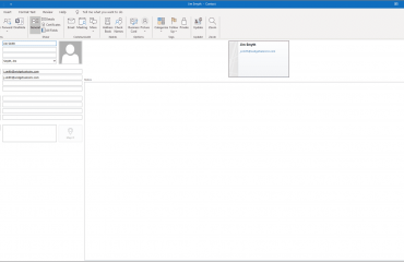 Manage Contacts in Outlook: A picture of a user saving editing changes to a contact in Outlook.