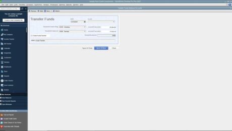 A picture showing how to transfer funds in QuickBooks Desktop Pro.