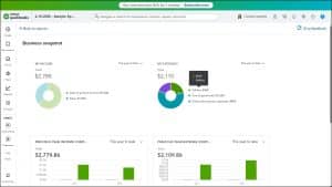 A picture of the Business snapshot graphs in QuickBooks Online.