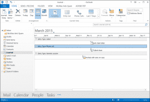 The Journal Folder in Outlook- Tutorial: A picture of the Journal Folder in Outlook 2013.