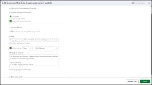 A picture showing how to change custom form Emails settings in QuickBooks Online.