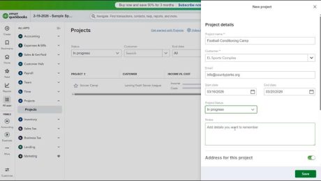blog-3-18-2026-howtocreateaprojectinquickbooksonline A picture showing how to create a project in QuickBooks Online Plus.