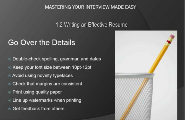 Resume Writing Tips- Tutorial: A picture of the list of things you should review when writing a resume.
