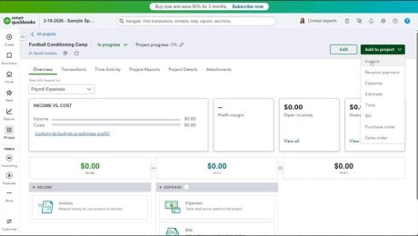 blog-3-19-2026-howtoaddtransactionstoaprojectinquickbooksonline A picture showing how to add transactions to a project in QuickBooks Online Plus.