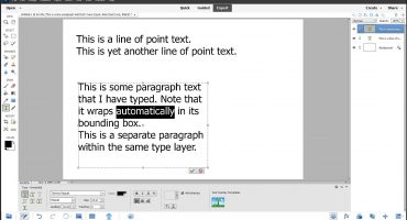 A picture showing how to select text in Photoshop Elements within a bounding box in a type layer.
