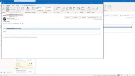 Respond to Meeting Requests in Outlook- Instructions: A picture of a user accepting a meeting request and choosing how to send the response within Outlook.
