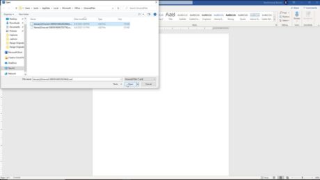 A picture showing how to recover unsaved documents in Word for Microsoft 365.