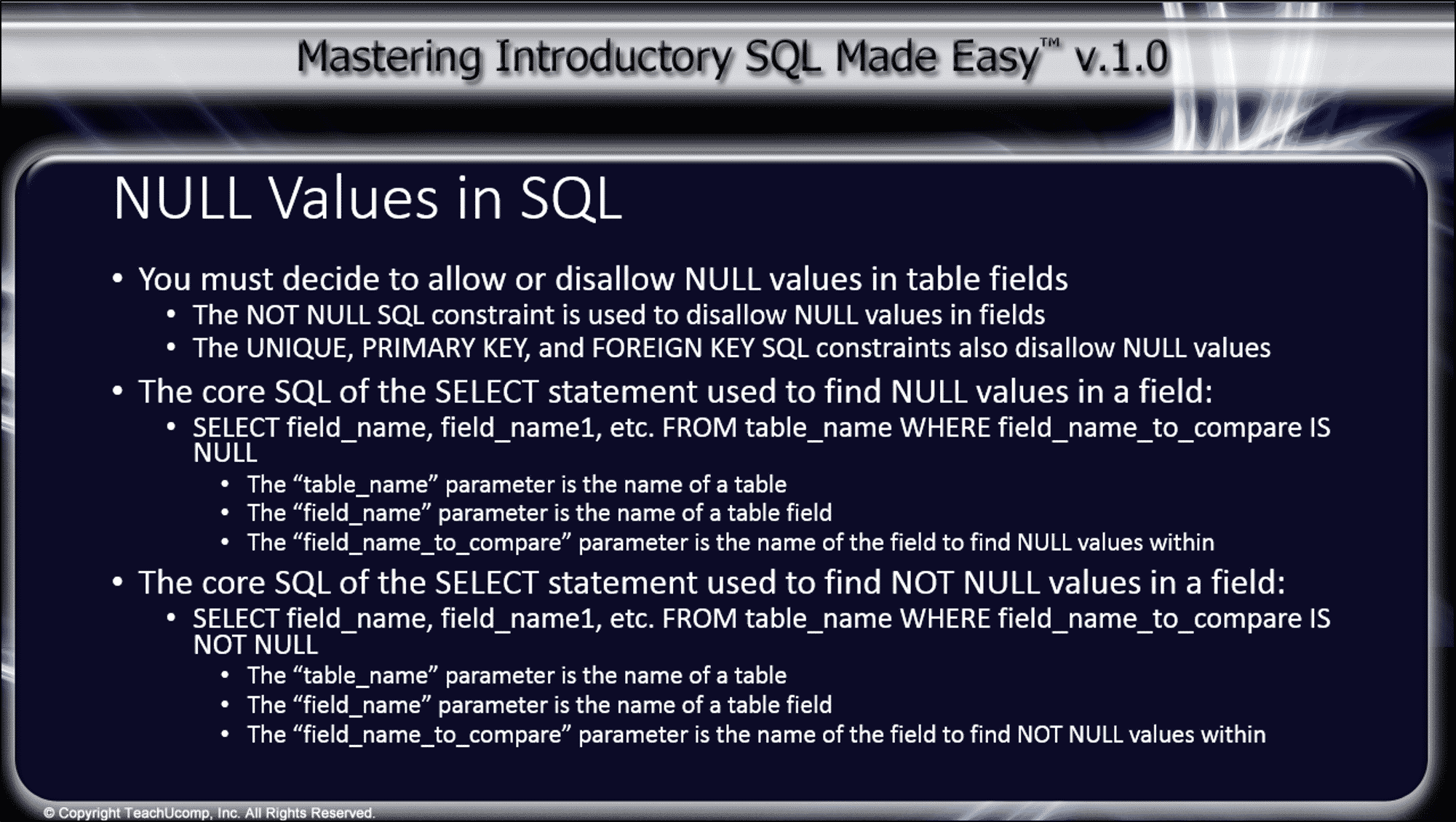 Null Values In Sql Tutorial Teachucomp Inc