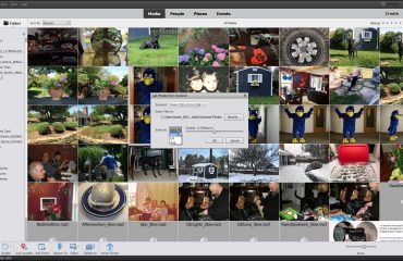 A picture showing how to import from a scanner in Photoshop Elements by using the “Get Photos from Scanner” dialog box.
