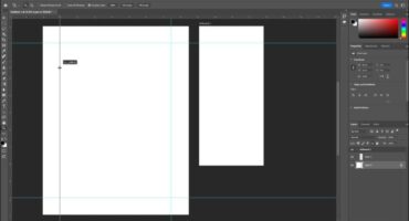 A picture showing how to add guides in Photoshop to a document by dragging a new vertical guide from the ruler.