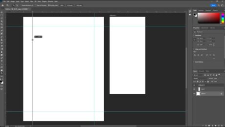 A picture showing how to add guides in Photoshop to a document by dragging a new vertical guide from the ruler.