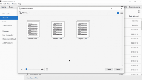 Create PDF Portfolios in Adobe Acrobat: A picture of the “Create PDF Portfolio” dialog box in Adobe Acrobat Pro DC.