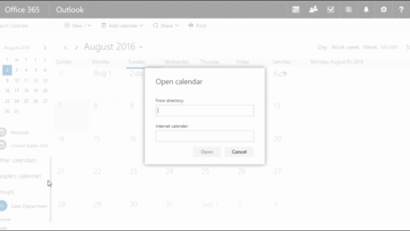 Add a Shared Calendar to Outlook on the Web - Tutorial: A picture of a user adding a shared calendar to Outlook on the Web.