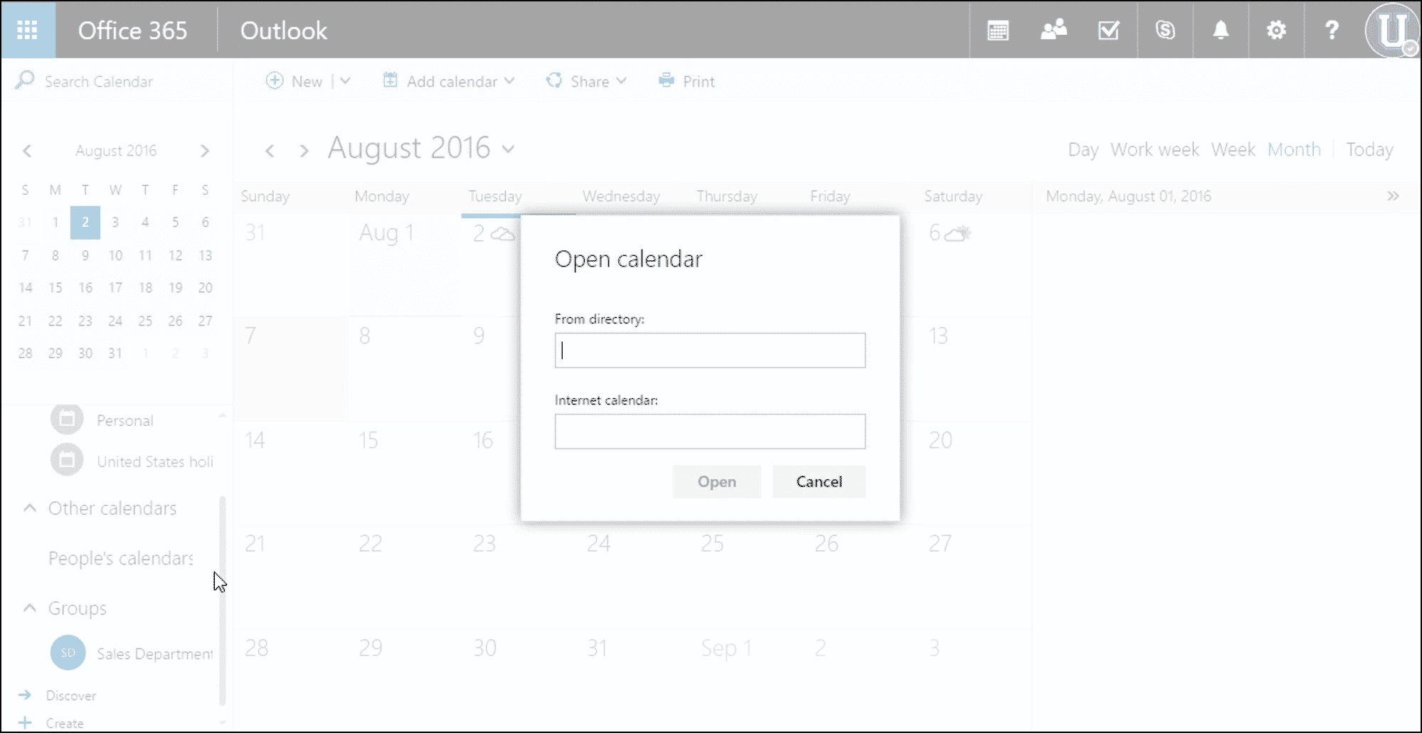 add a shared calendar to outlook on the web - tutorial