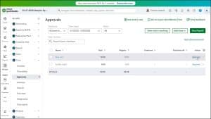 A picture showing how to approve time from QuickBooks Time in QuickBooks Online.