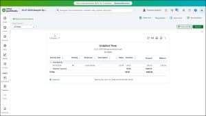 A picture of the Unbilled Time report, which is one of four time reports in QuickBooks Online.