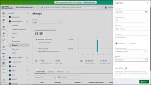 A picture showing how to enter mileage in QuickBooks Online by manually adding a trip.