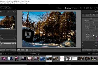 Change the Color Saturation in Lightroom Classic CC - Instructions: A picture of a user changing the color saturation of an image in Lightroom Classic CC by using the sliders at the bottom of the “Basic” panel in the Develop module.