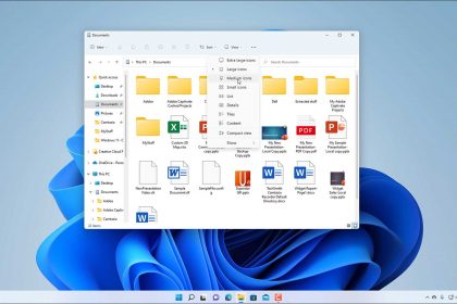 A picture showing how to change the view of a folder in Windows 11.