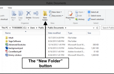 Create a New Folder in Windows 8- Tutorial: A picture of the 