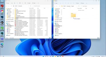 A picture showing how to cut, copy, and paste files and folders in Windows 11 by dragging and dropping them between File Explorer windows.