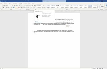 Show Non-Printing Characters in Word - Instructions: A picture of a document after showing the non-printing characters in Microsoft Word.
