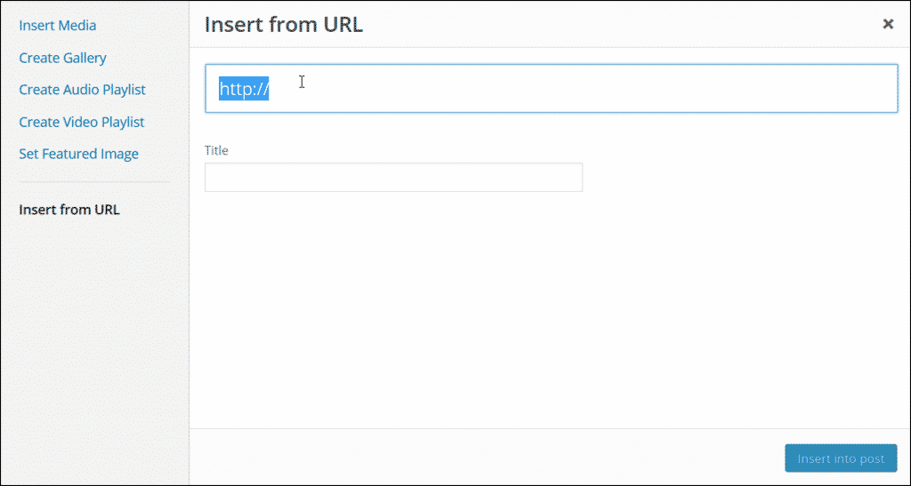 Add an Image from a URL in WordPress - Tutorial: A picture of a user inserting an image into a page using the "Insert from URL" feature in WordPress.