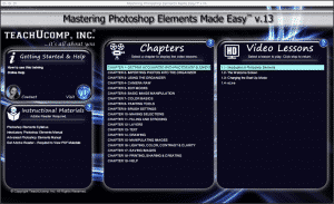 Buy Photoshop Elements 13 Training: A picture of the "Mastering Photoshop Elements Made Easy v.13" training interface.