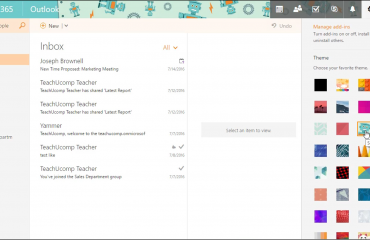 Change the Theme in Outlook on the Web- Instructions: A picture of a user changing the theme in Outlook on the Web.