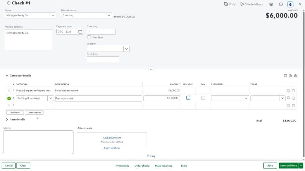 A picture showing how to create and use an Other Current Assets account in QuickBooks Online.
