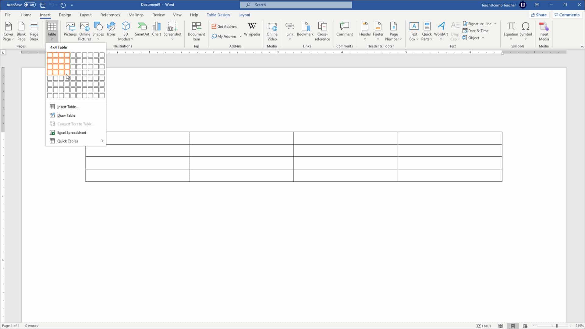 Create Tables In Word Instructions Teachucomp Inc - How To Change Table Column Width In Word 2018