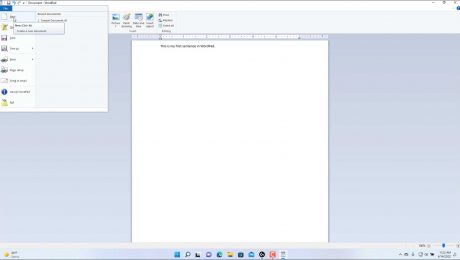 A picture showing how to create a new document in WordPad in Windows 11.