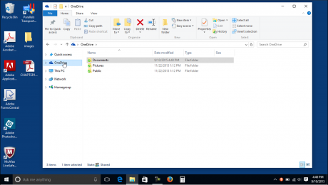 OneDrive Folders in File Explorer in Windows 10 - Tutorial: A picture of the OneDrive folder in File Explorer in Windows 10.