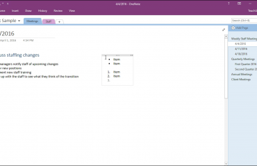 Add Bullets and Numbering in OneNote - Instructions: A picture of a user numbering a list as they type in OneNote.