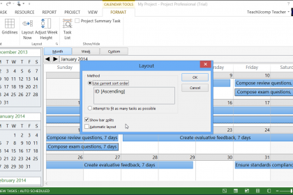 Calendar View in Microsoft Project - Tutorial: A picture of the 