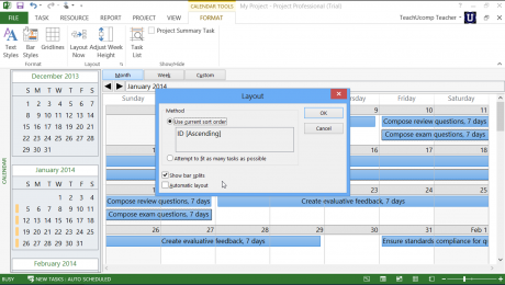 Calendar View in Microsoft Project - Tutorial: A picture of the 
