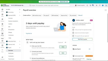 A picture showing how to restart the process to set up payroll in QuickBooks Online if you stop during the initial payroll setup process.