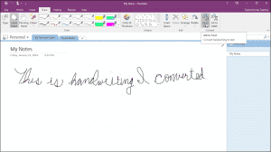 Convert Handwriting to Text in OneNote - Instructions: A picture of a user converting handwriting to text in OneNote.