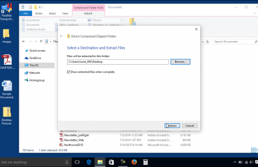 Unzip Files in Windows 10 - Instructions- A picture of the “Extract Compressed (Zipped) Folders” dialog box in Windows 10.