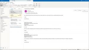 Find Email in Outlook - Instructions: A user searching for text within an email folder in Outlook using Microsoft Search.