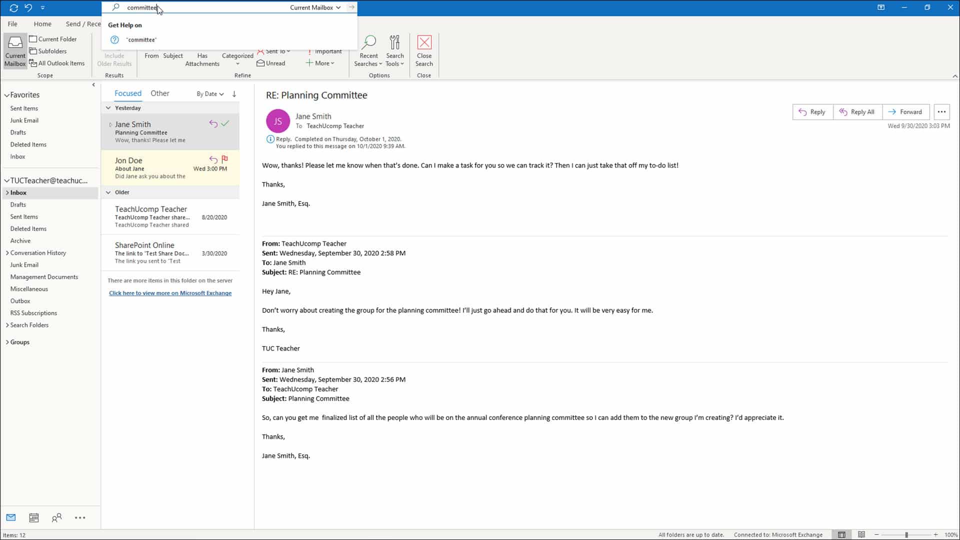 Find Email in Outlook - Instructions and Video Lesson