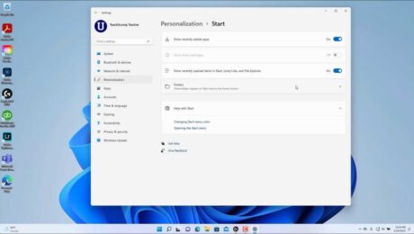 A picture showing the Start Personalization settings that let you customize the Start menu in Windows 11.