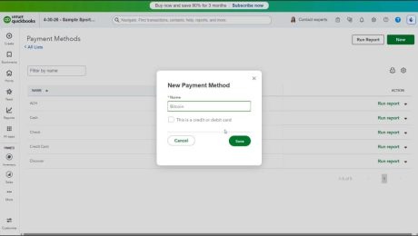 blog-6-17-2026-thepaymentmethodslistinquickbooksonline A picture showing how to create a new payment method in the Payment Methods list in QuickBooks Online.