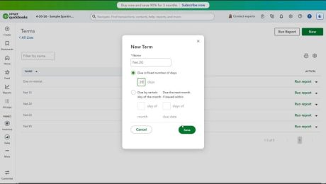blog-6-18-2026-thetermslistinquickbooksonline A picture showing how to create new terms in the Terms list in QuickBooks Online.