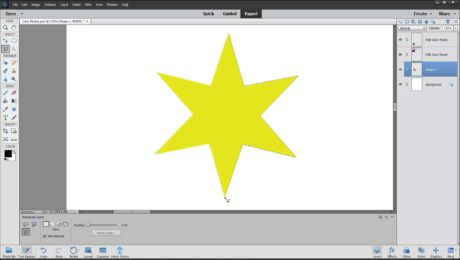 A picture of a user making a selection with the Polygonal Lasso Tool in Photoshop Elements.