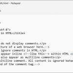 A picture showing how to use comments in HTML code.